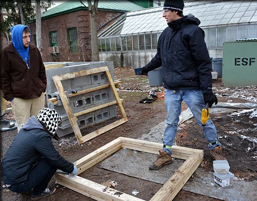SUNY ESF campus compost construction, 2013
