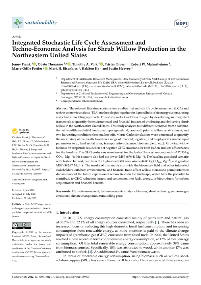Integrated Stochastic Life Cycle Assessment paper first page