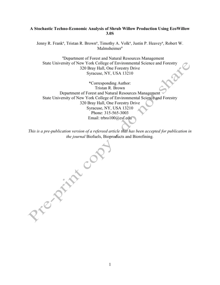 Stochastic Techno-Economic Analysis author manuscript first page